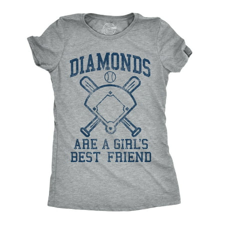 Womens Diamonds Are A Girls Best Friend Tshirt Funny Cute Baseball For