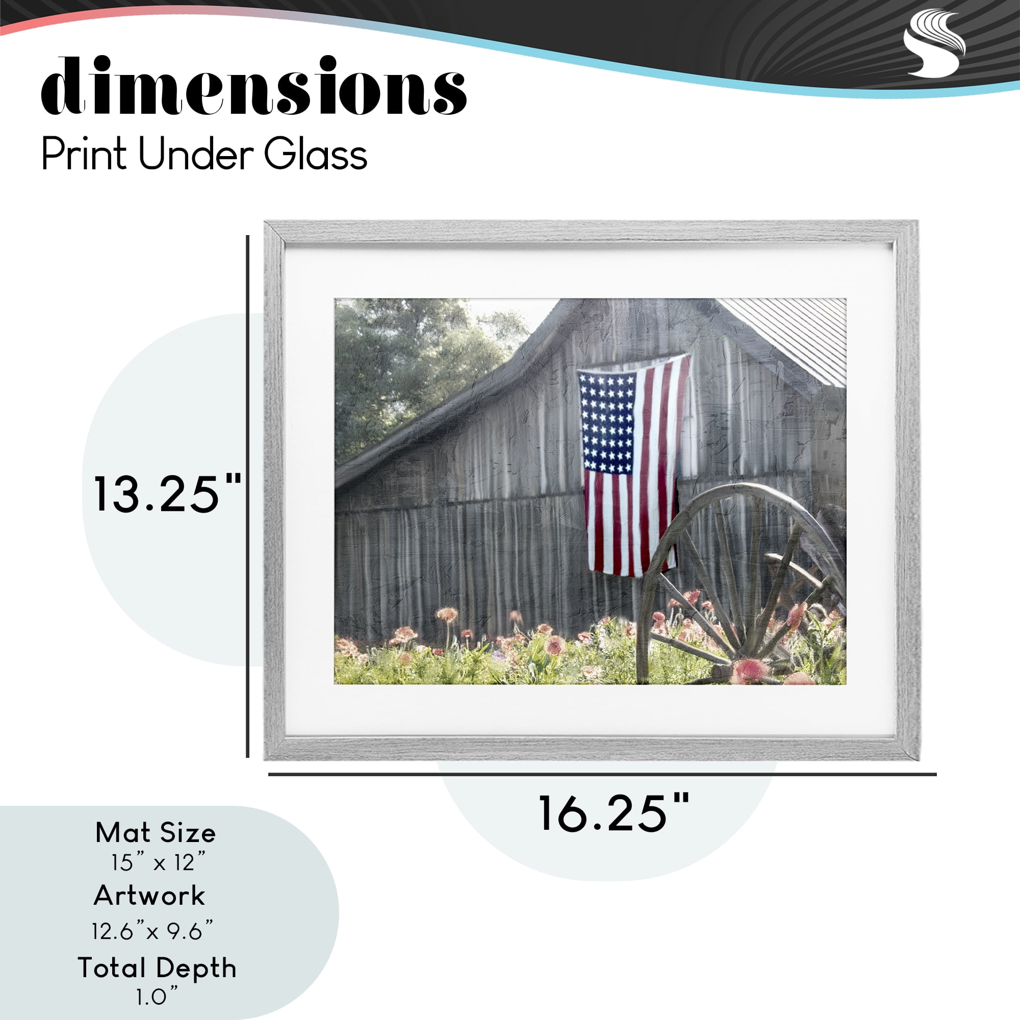 Stupell Industries USA Wagon Wheel Barn Gray Framed Print Under Glass, design by Kim Allen