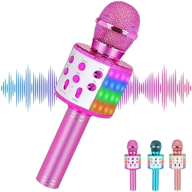 Micro Karaoké, Microphone Karaoké Sans Fil Bluetooth pour Enfants Chanter  Jouet Fille 3 4 5 6 7 8 9 10 12 Ans Micro Enfant Cadeau Fille 3 4 5 6 7 8 9  10 12 Ans Karaoke Enfant Cadeau Enfant 3-14 Ans