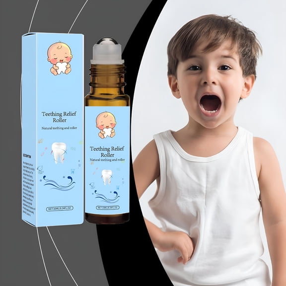 ACDANC Natural Teething Relief Roller for Babies Safe Mess Free Solution with Easy Roll Application in Glass Bottle,Soothes and Fussy Babies,10ml for Quick Relaxed