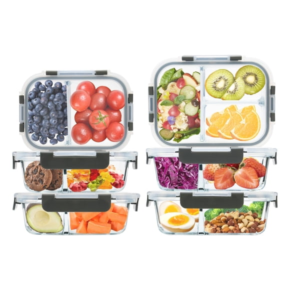 Recipientes de vidrio para preparación de comidas GULFLIN de 2 y 3 compartimentos x6