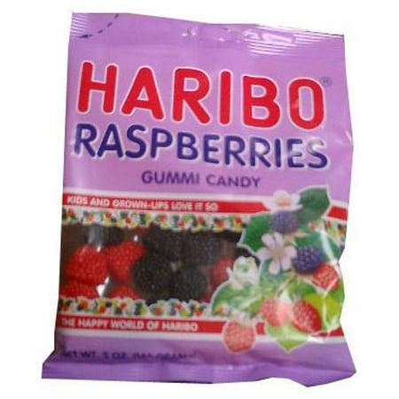 Slim Candy Raspberry - Haribo Raspberries Gummi Candy, 5oz (142g)