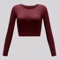 thumbnail image 2 of Women's Sexy Slim Fit Long Sleeve Round Neck Basic T-Shirt Soft Stretchy Comfortable Casual Top Solid Color Tee, 2 of 4