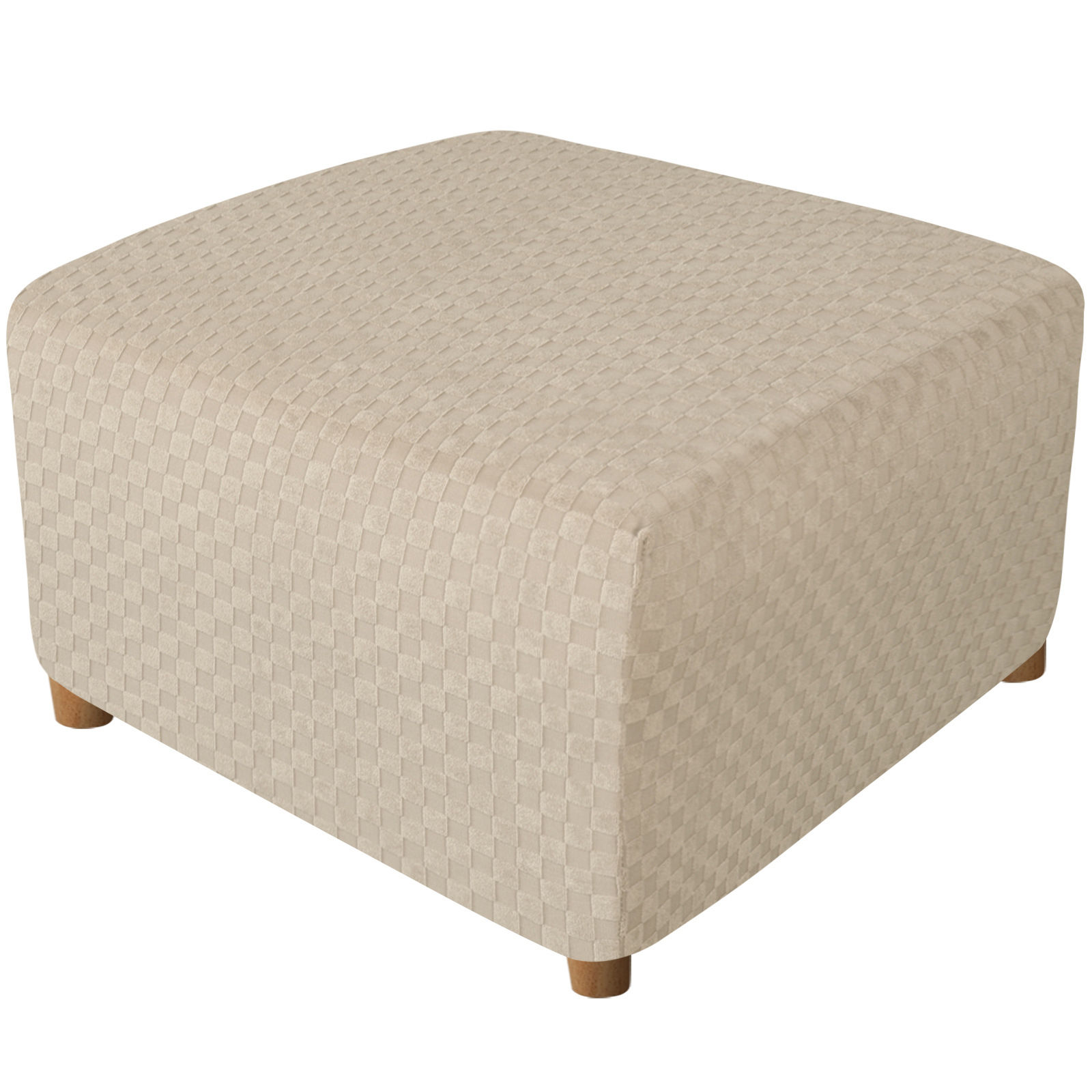 Jacquard Stretch Ottoman Cover Square Thicken Allinclusive Nonslip