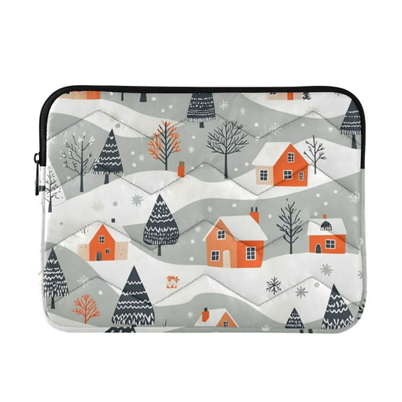 FORMRS 13-13.3 inch Laptop Sleeve Case Soft Carrying Quilted Computer Bag Cover, Cartoon Orange Houses
