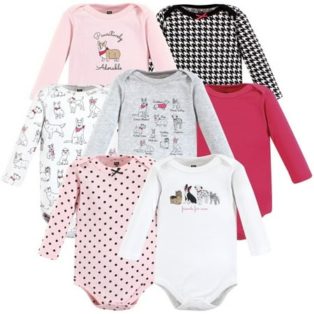 

Hudson Baby Infant Girl Cotton Long-Sleeve Bodysuits Girl Dogs 7-Pack 9-12 Months