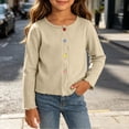 thumbnail image 5 of Fancifize Girls Knit Cardigan Kids Henley Long Sleeve Button Down Cute Shirts for Spring Fall Casual Tops,Beige, 5 of 8