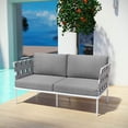 thumbnail image 5 of Modway Harmony Outdoor Patio Aluminum Fabric Loveseat in White/Gray, 5 of 5
