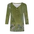 thumbnail image 4 of Bovemsi Women's Casual 3/4 Sleeve T Shirts 2025 V Neck Tunic Tops Cute Tees Blouses Loose Fit Business Work Tee Top, Green Women's Summer Short Sleeve T-Shirts, S, 4 of 5