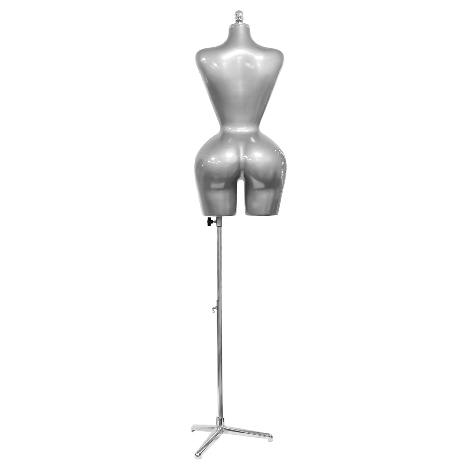 Female Mannequin Torso,Dress Form Manikin with Metal Stand Base, Suitable for Clothing and Jewelry Display (Silver)