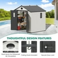 thumbnail image 4 of INTER HUT 8 x 6 FT Resin Outdoor Storage Shed, Large Waterproof Resin Outdoor Sheds with Lockable Doors and Windows, White/Gray, 4 of 9