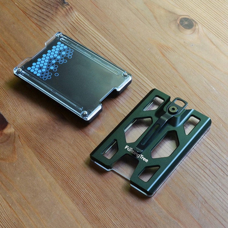 Aluminum Badge Holder/Wallet_ Durable ID Card Holder with Metal Clip and 4 Cards Slot