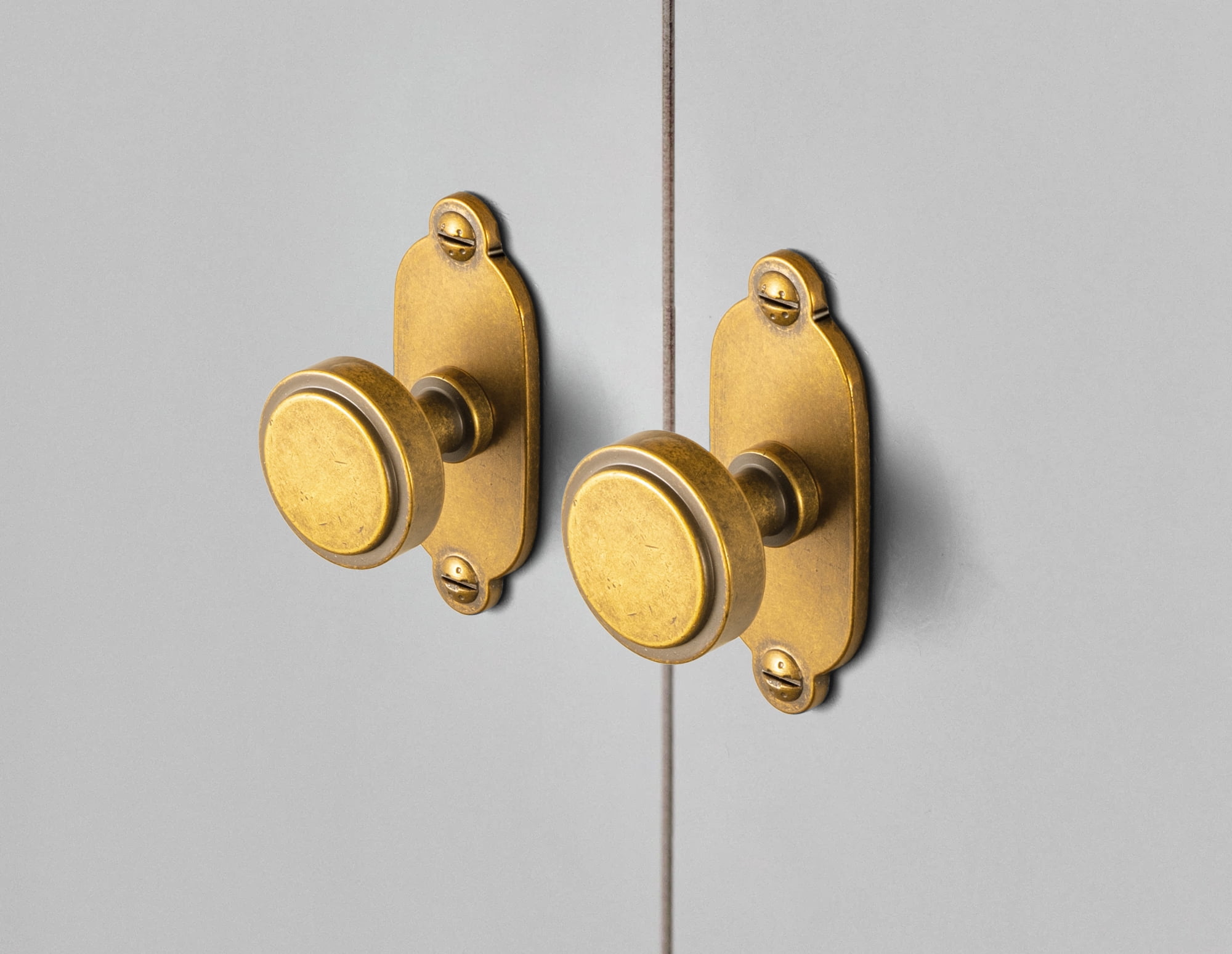 Goo-Ki Antique Brass Cabinet Drawer Knobs with Backplate, Zinc Alloy Kitchen Hardware,Modern Single Hole Bar Pull Handles for Cupboard Wardrobe,6 Pack (2503-G013)