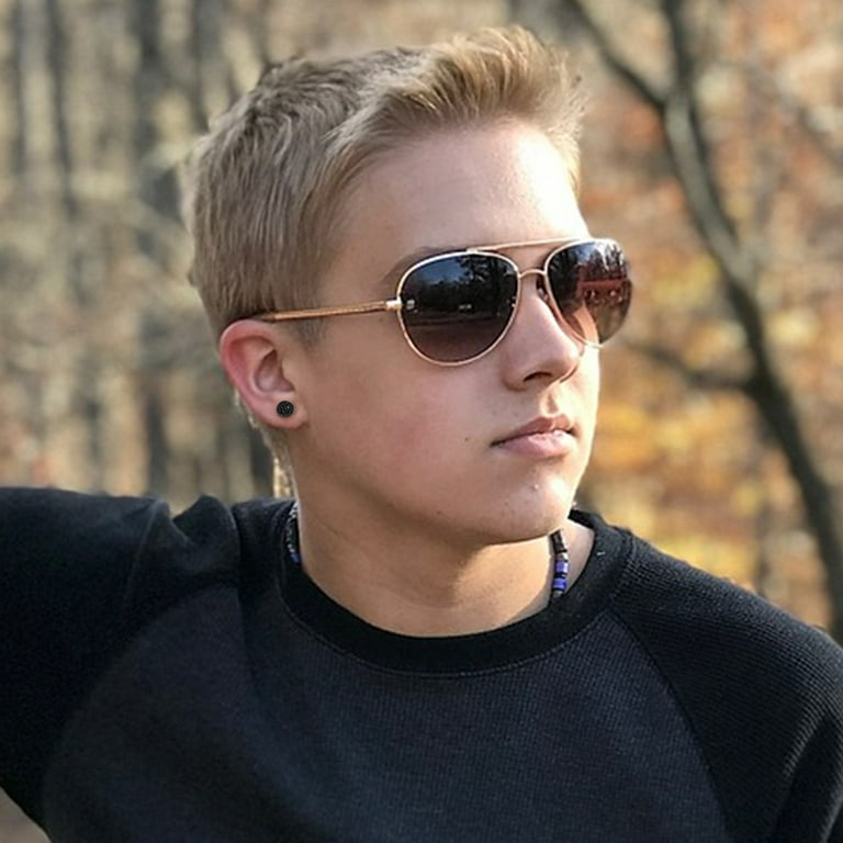 4seek Earrings for Men and Women Black Stainless Steel Earring