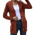 thumbnail image 4 of Cardigan Sweaters for Women Womens Long Sleeve Cable Knit Cardigan Sweaters Open Front Solid Fall Outwear with Pockets, 4 of 9