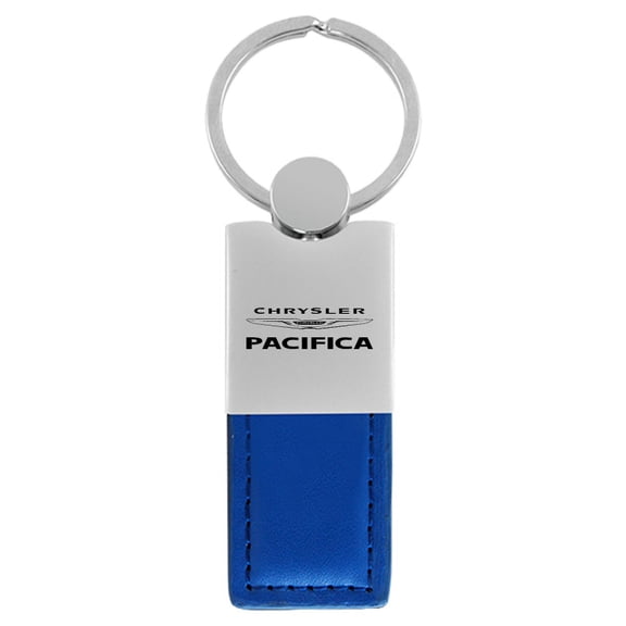 Chrysler Pacifica Duo Rectangular Leather Key Chain (Blue)