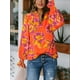 thumbnail image 4 of Blusa MASCOMODA de chifón floral con cuello en V y manga larga para mujer, 4 of 6