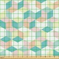 thumbnail image 2 of Ambesonne Geometric Fabric by the Yard Upholstery, Colorful Abstract 3D Cube, 2 Yards, Dark Seafoam and Pale Peach, 2 of 5