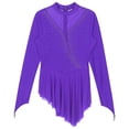 thumbnail image 5 of YONGHS Women's Figure Ice Skating Dress Long Sleeve Irregular Hem Gymnastics Dance Costume Purple S, 5 of 6