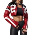thumbnail image 6 of Wovix Faux Leather For Women Cropped Jacket Motorcycle Coat Y2K Letter Bomber Outerwear Long Sleeve Trendy Soft Tops Streetwear, 6 of 8