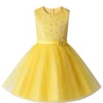 thumbnail image 5 of Gelikeya Flower Girl Dress 3-14Y Girls Wedding Peach Dress Star Sequins Bride Party Dresses with Mesh Layerd Tutu Skirt Yellow & 7-8 Years, 5 of 5