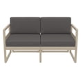 thumbnail image 3 of Luxury Commercial Living 55" Taupe Brown Outdoor Patio Loveseat with Sunbrella Charcoal Gray Cushion, 3 of 9