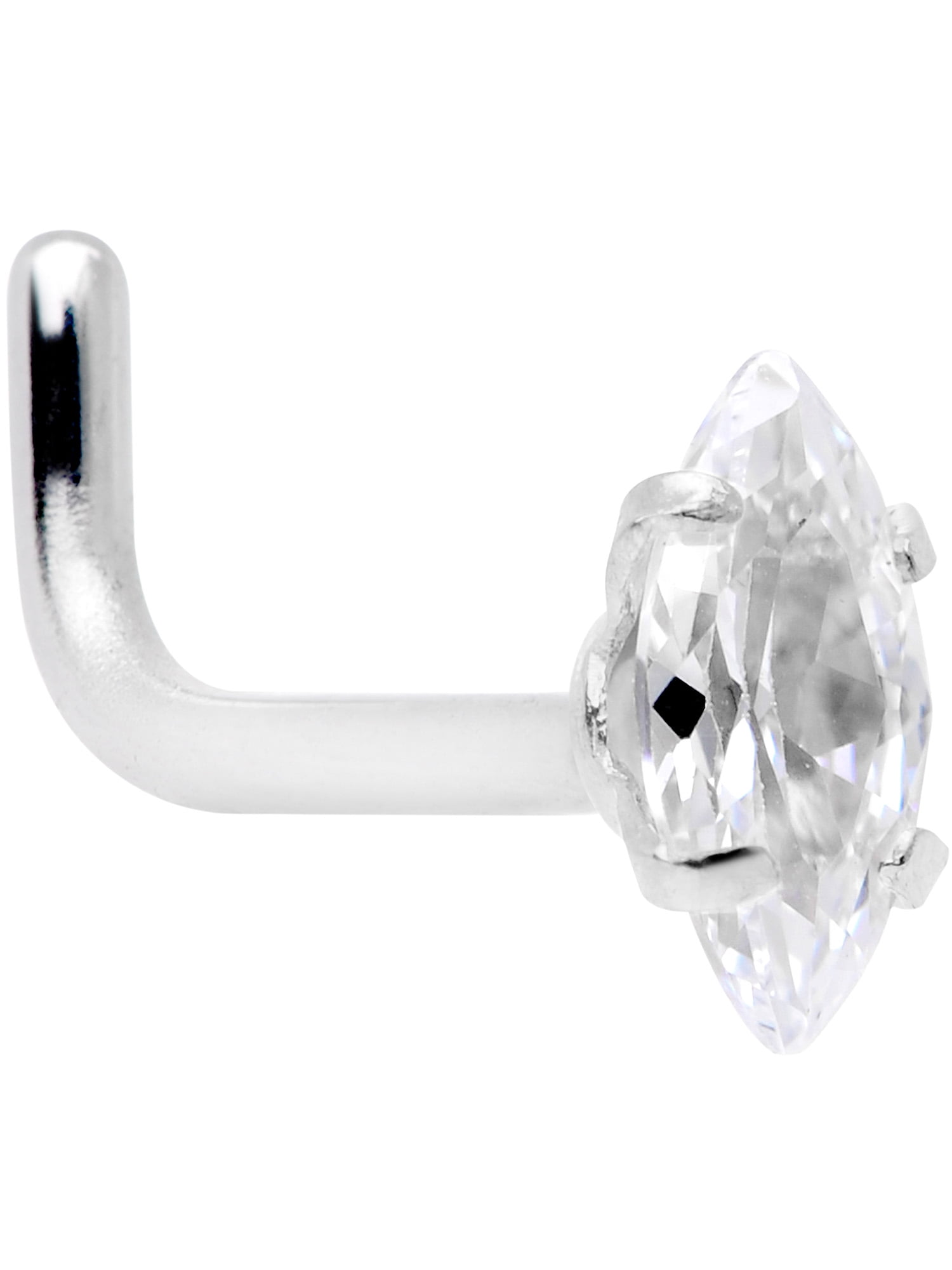 Body Candy Womens 18G 6mm 316L Stainless Steel L Shaped Nose Ring Clear