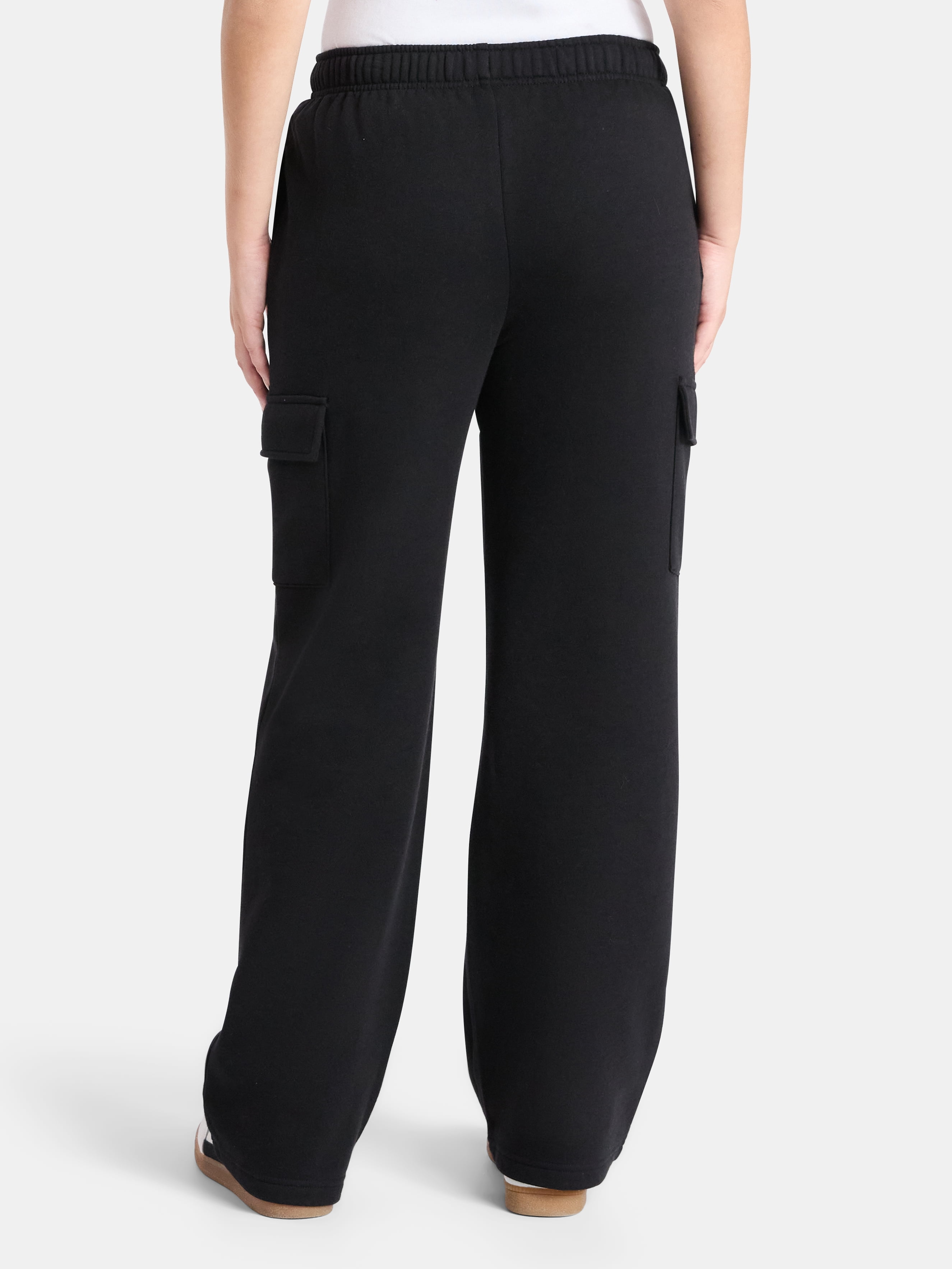 No Boundaries Fleece Cargo Wide-Leg Pants, 30'' Inseam, Women's XXS-XXL