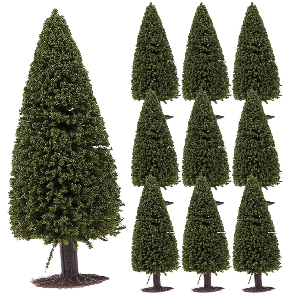 10pcs Miniature Pine Trees Model Green Scenery Landscape Based Cedar