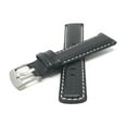 thumbnail image 3 of Bandini 20mm Mens Italian Leather Watch Band Strap - Carbon Fiber - Black with White Stitch, 3 of 5