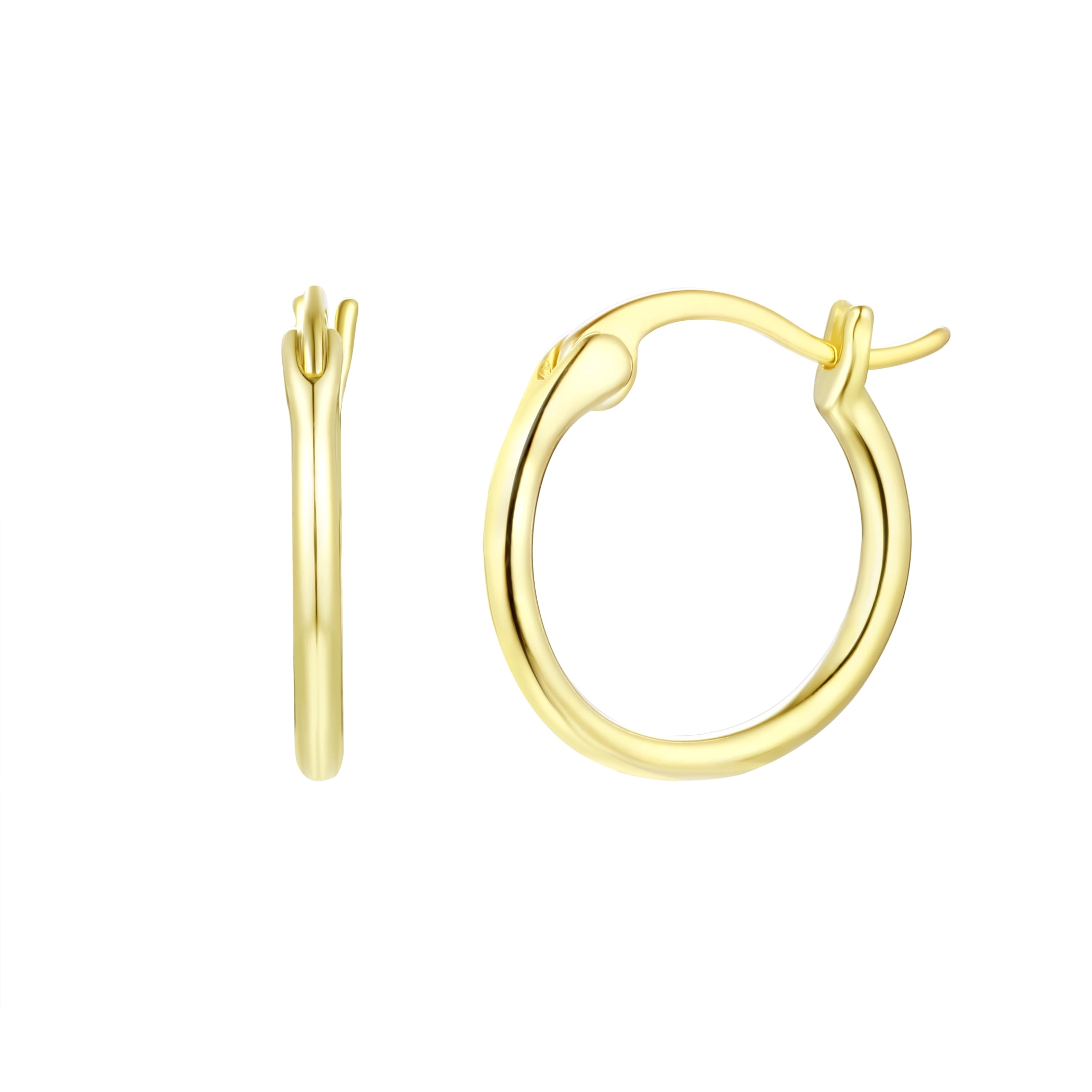 Brilliance Fine Jewelry Women's Simulated Diamond Earring Set with Clicktop Hoop in 14KT Gold Plated Sterling Silver