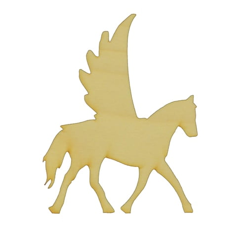 Package of 10, Small 3. 5" X 5" X 1/8" Baltic Birch Plywood Pegasus Wood Cutout For Art & Craft Project, Made in USA
