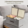 thumbnail image 2 of 2pcs Large Collapsible Storage Bins 20 inches with Lids and Compartments, Foldable Linen Fabric Organizing Containers for Clothes, Cube Organizers for Home Closet Storage, 2 of 5