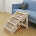 thumbnail image 4 of SuperDeal 24"L 15.5"W Lightweight Folding 4-Step Pet Stairs for Bed Sofa W/Washable Carpet PP Beige, 4 of 12