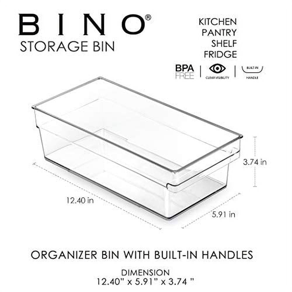 BINO | Plastic Storage Bins, Small - Shallow | THE HANDLER COLLECTION |  Multipurpose Organizer Bins | Kitchen Pantry Organizers and Storage | Clear
