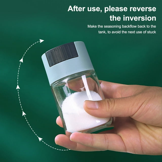 Bouteille d'Épices Quantitative Anti-Poussière Anti-Humidité Poivre Sucre Rangement Intérieur Pot d'Assaisonnement en PP Fin Récipient en Verre Accessoires Vert