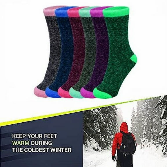 6 Pairs Women Winter Thermal Heated Warm Work Cushion Boots Crew Socks Size 9-11