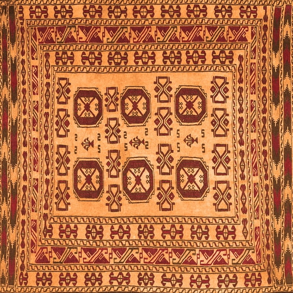 Ahgly Company Indoor Square Persian Orange Traditional Area Rugs, 6' Square