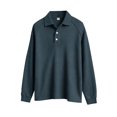 thumbnail image 4 of LTTVQM Men's Polo Shirts Waffle Textured Heavyweight Knitted 2026 Spring Shirts Casual Oversized Long Sleeve Golf T-Shirt Royal Blue M, 4 of 7