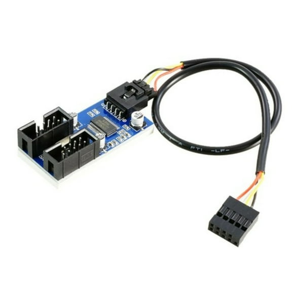 F71 USB 2.0 Hub Internal Splitter 1x 9Pin to 2x 9Pin Expansion Header by 4 Ports