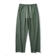 thumbnail image 2 of Mens Casual Fashion Solid Straight Leg Pants Drawstring Elastic Waist Pants RXIRUCGD Vert, Taille: 2TG, 2 of 4