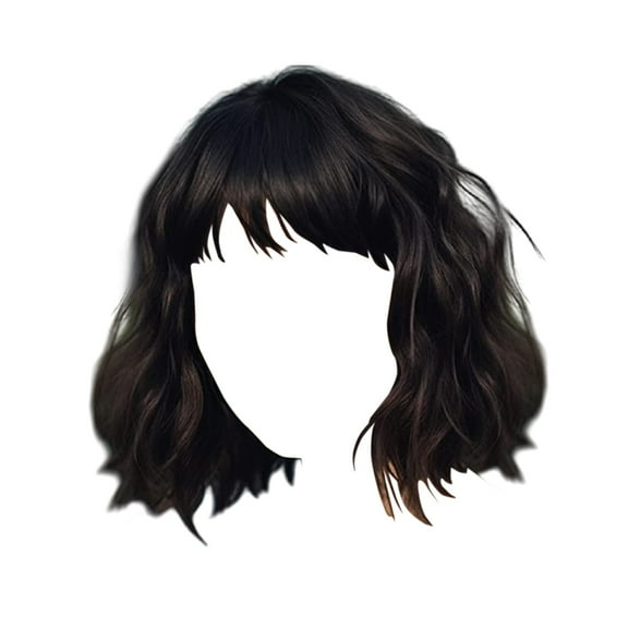 Wig with Bangs, Wigs for Women, Europe And The United States Wigs For Boys And With Bangs Short Curly Hair Party Available Ripple Multi Color Optional Rose Net Head Styling