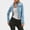 Light Blue, variant on Zefriona Womens Slim Fit Denim Jacket Beaded Detail Long Sleeve Button Down Casual Jean Coat Blue Size L