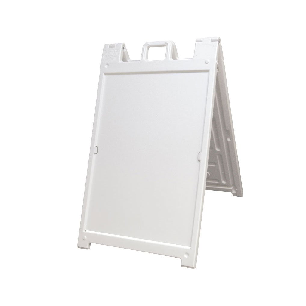 White Plasticade Signicade Portable Folding Sidewalk Double Sided Sign Stand 