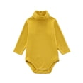 thumbnail image 3 of TGPMGRZ Baby Turtleneck Bodysuit Long Sleeve Solid Ribbed Cotton Outfits for Baby Boys Girls 3-18 Months Yellow 12-18 Months, 3 of 9