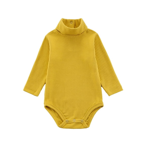 Wdgfv Girls' Summer Romper Baby Girls Bodysuits Long Sleeve Winter Romper Soft Cute Outfits Toddler Clothes For Daily Yellow 68/6M