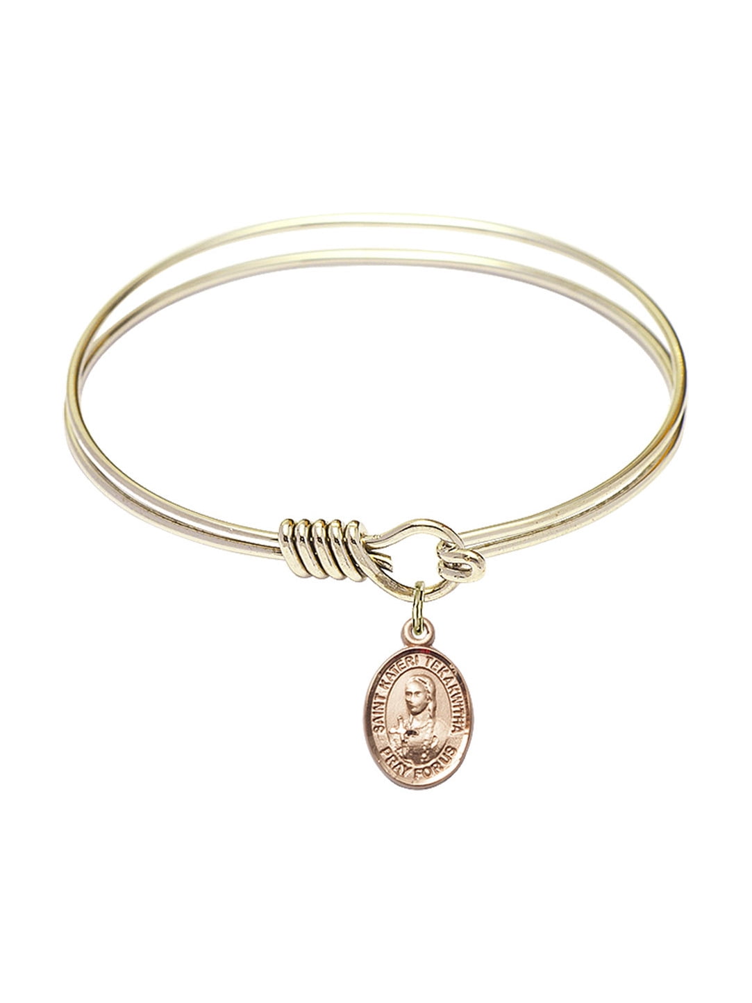 Kateri Tekakwitha in Gold-Filled Bonyak Jewelry Round Double Loop Bangle Bracelet w//St