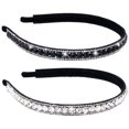thumbnail image 1 of HINZIC 2 unidades de diademas antideslizantes con diamantes de imitación para mujer, diademas de cristal brillante para novia, boda, diamantes brillantes, accesorios para niñas, color blanco y negro, 1 of 5