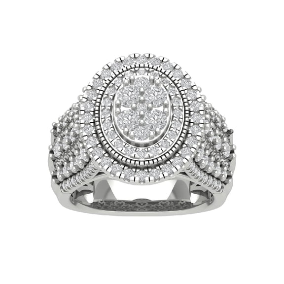 Araiya 14K White Gold Diamond Halo Ring for Women (2 cttw, I-J Color, I2-I3 Clarity), Size 7