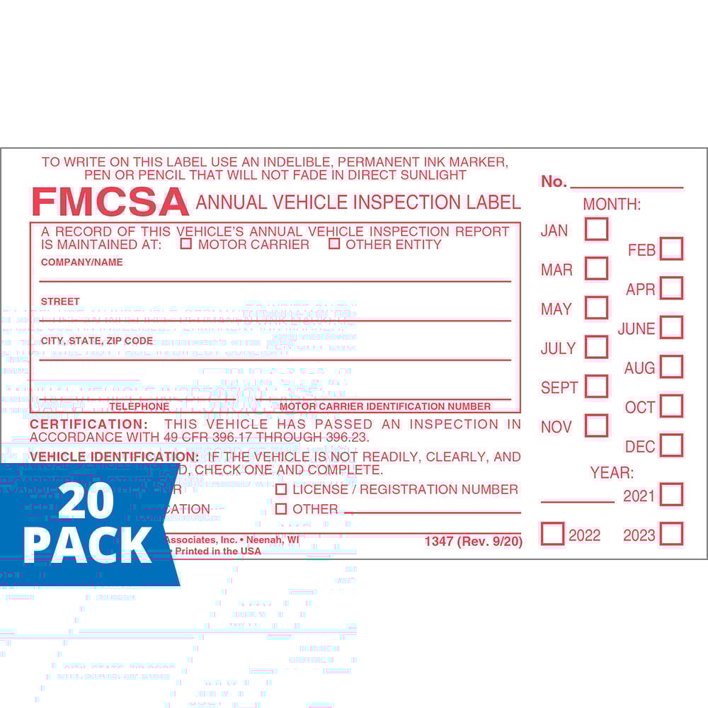 Annual Vehicle Inspection Label with Punch Boxes 20-pk. - Aluminum,  Permanent Self Adhesive, 6